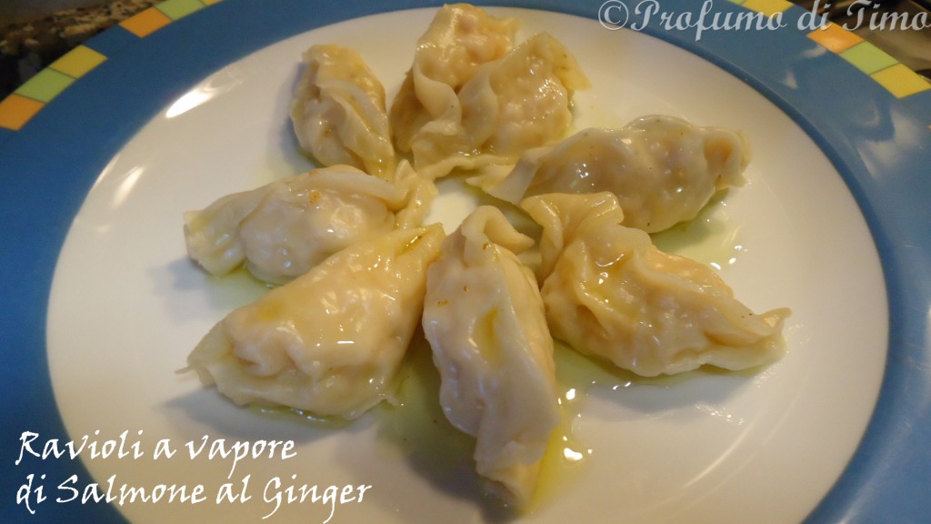 Ravioli di Salmone al Ginger cotti a vapore