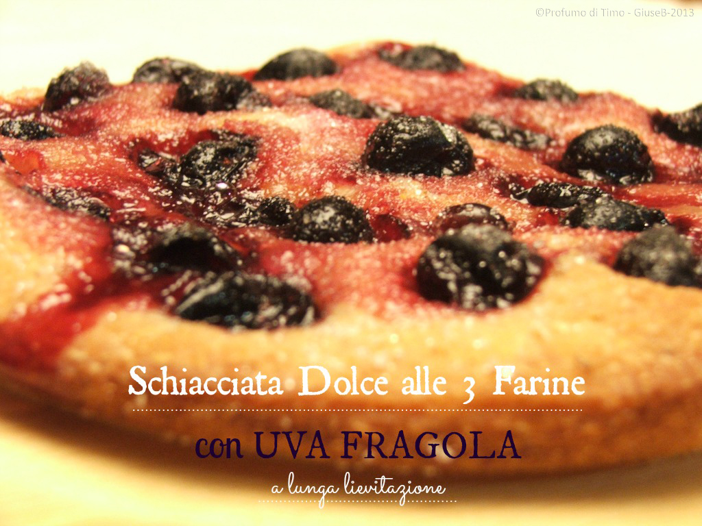 Schiacciata dolce alle tre farine con Uva Fragola